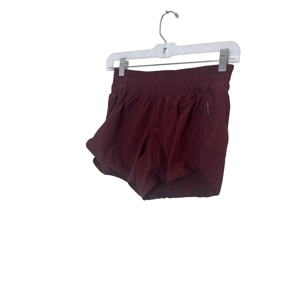 Lululemon Shorts Womens 6 Red Lined Running Zip Pocket Drawstring Athletic